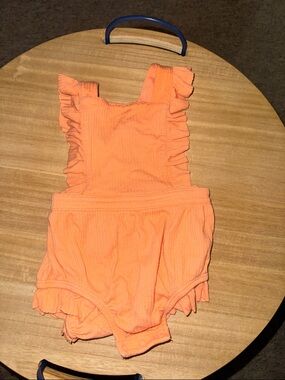 Cat & Jack Peach Orange Ruffle One-Piece Romper